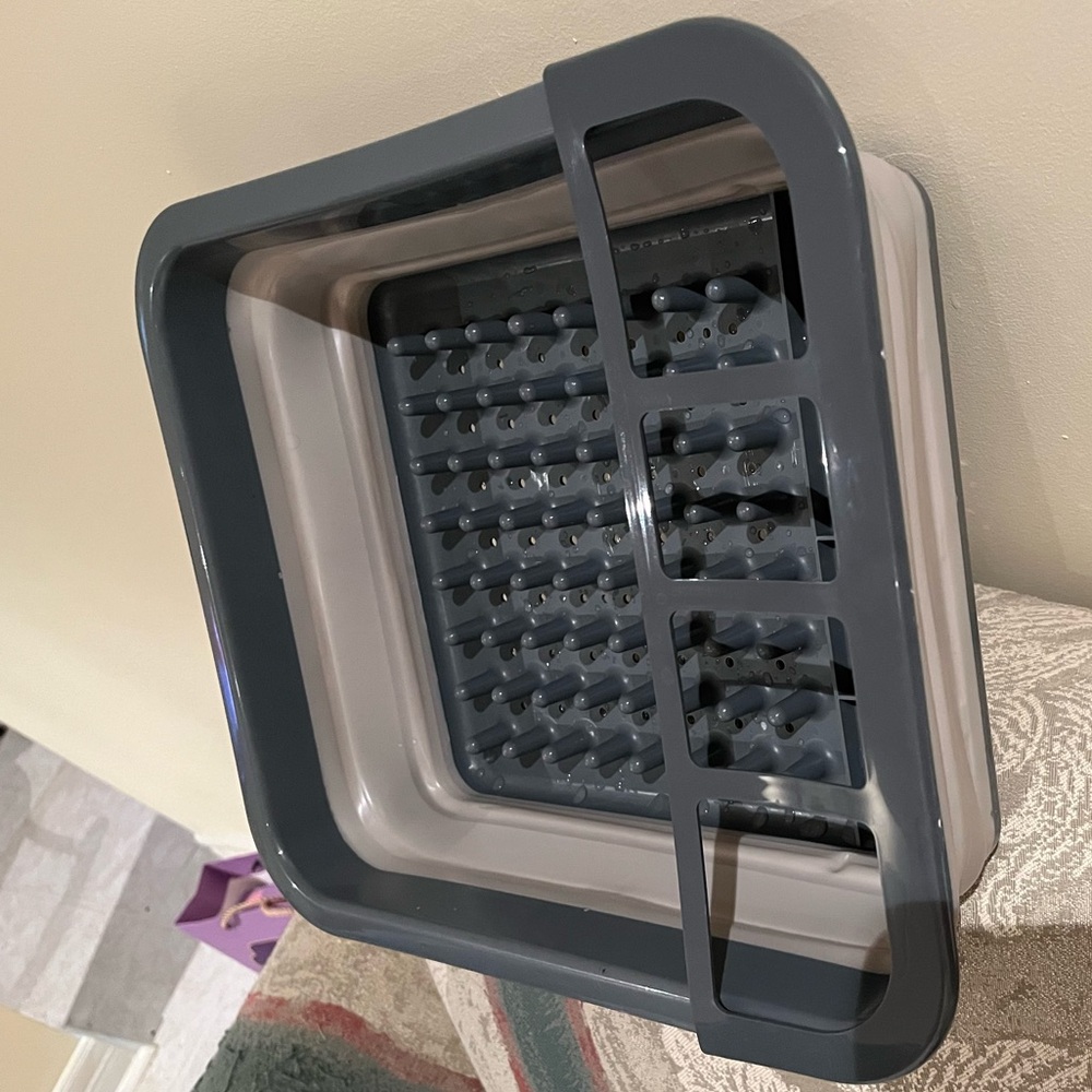 Collapsible Gray Silicone Dish Rack - Picture 2 of 5